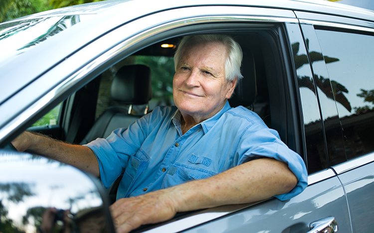 Senior man driving